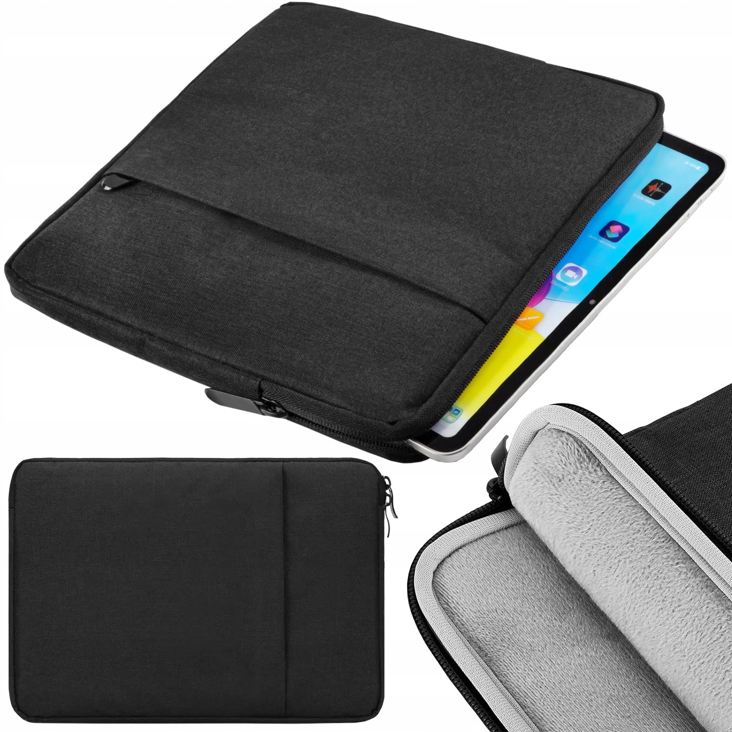 Etui Soft Case pentru Xiaomi Redmi Pad SE 2023 11", negru, dimensiuni 27,5x23x2cm, protectie completa, compartiment pentru accesorii