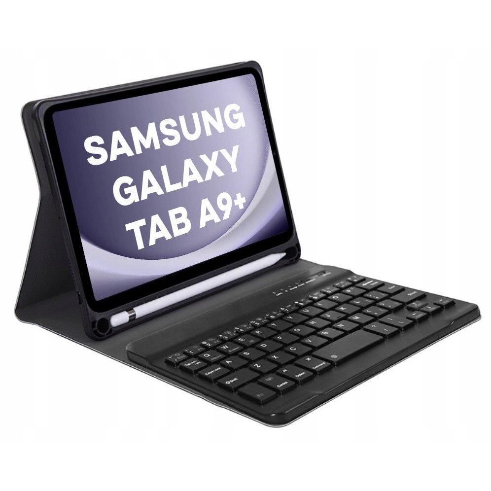 Etui cu tastatura wireless pentru Samsung Galaxy Tab A9+ 11" (2023), granat, cu suport pentru stylus, set complet