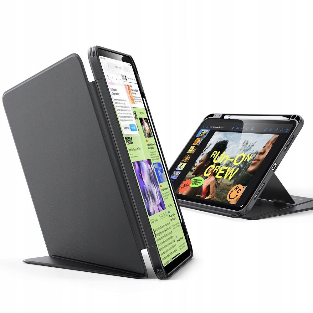 Set Etui Flip Hybrid si Sticla Hofi Pro+ pentru iPad 10.9" si 11", Negru, 245x176mm