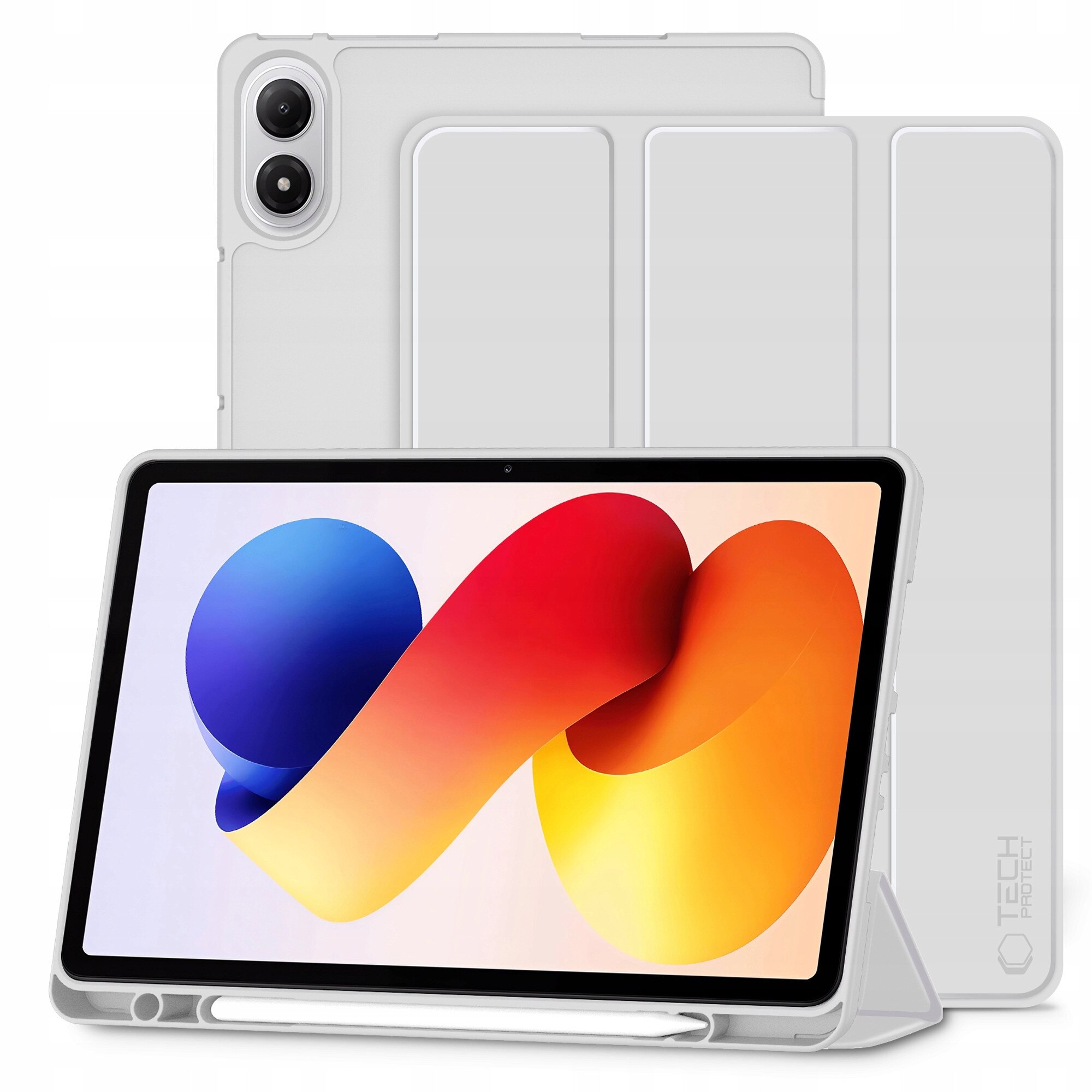 Set Etui Tech-Protect SC Pen si Sticla Harta Tech-Protect Glass Fit+ 2-Pack pentru Xiaomi POCO Pad M1 / Redmi Pad 2 Pro, Grey, 12.1"