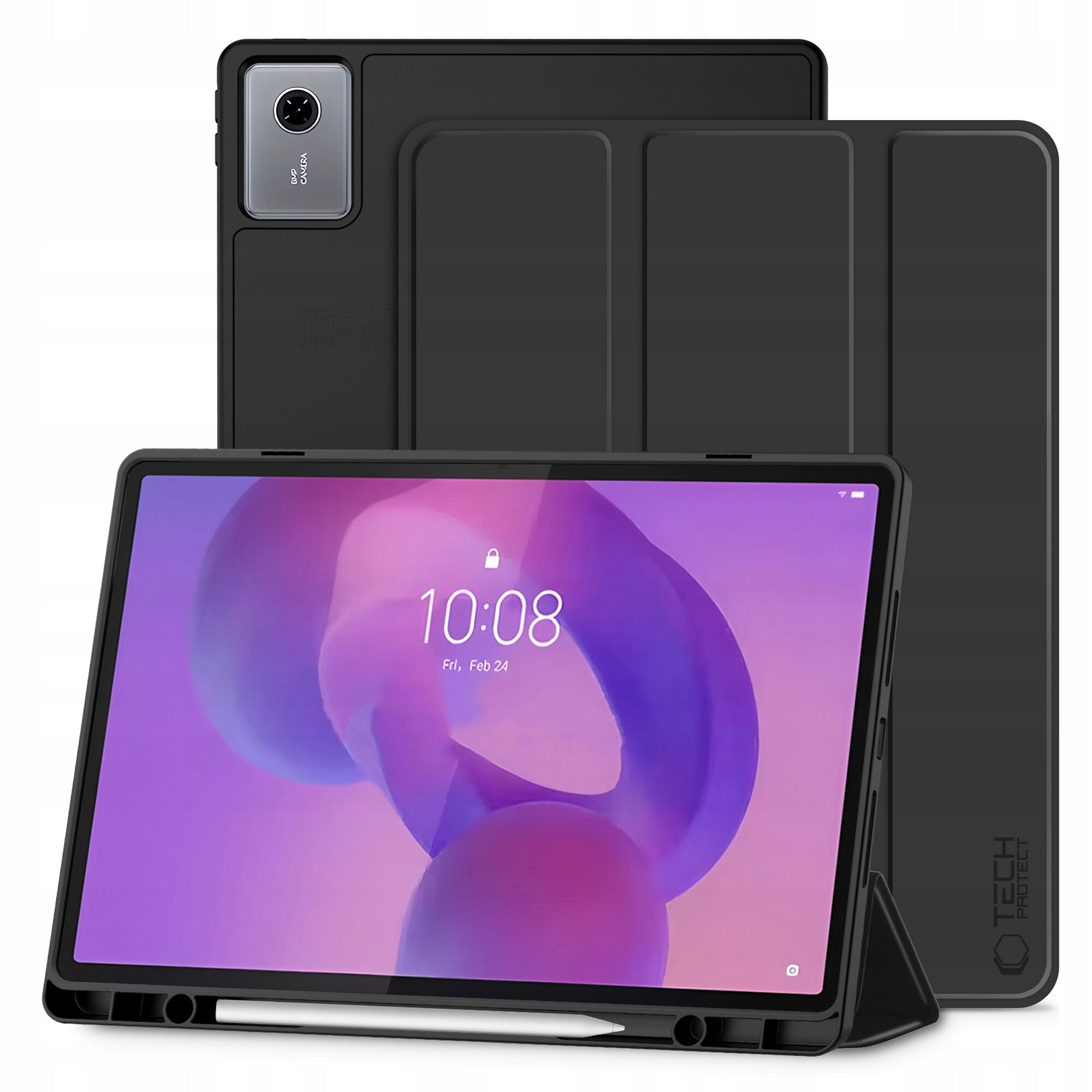Set Etui Tech-Protect SC Pen si Sticla Harta Tech-Protect Glass Fit+ pentru Lenovo Idea Tab Plus 12.1, Negru, 274.4x176.4mm