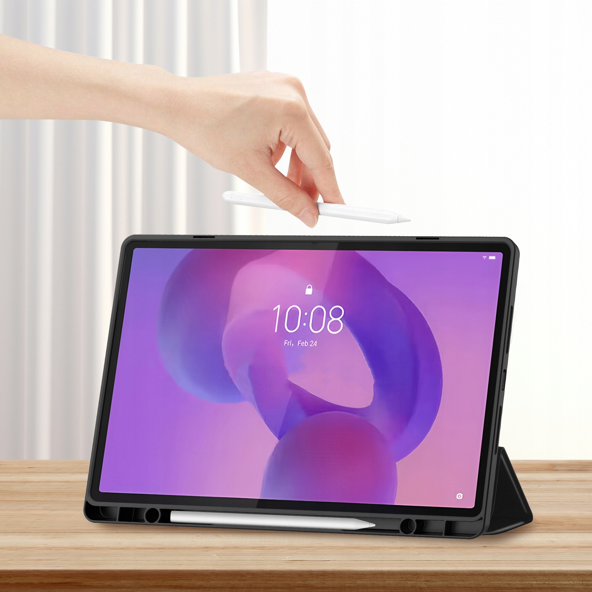 Set Etui Tech-Protect SC Pen si Sticla Harta Tech-Protect Glass Fit+ pentru Lenovo Idea Tab Plus 12.1, Negru, 274.4x176.4mm