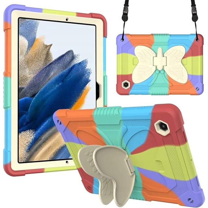 Husa tablete Nikcorp pentru Samsung Galaxy Tab A8 10.5", 3 straturi, suport, curea reglabila, multicolor