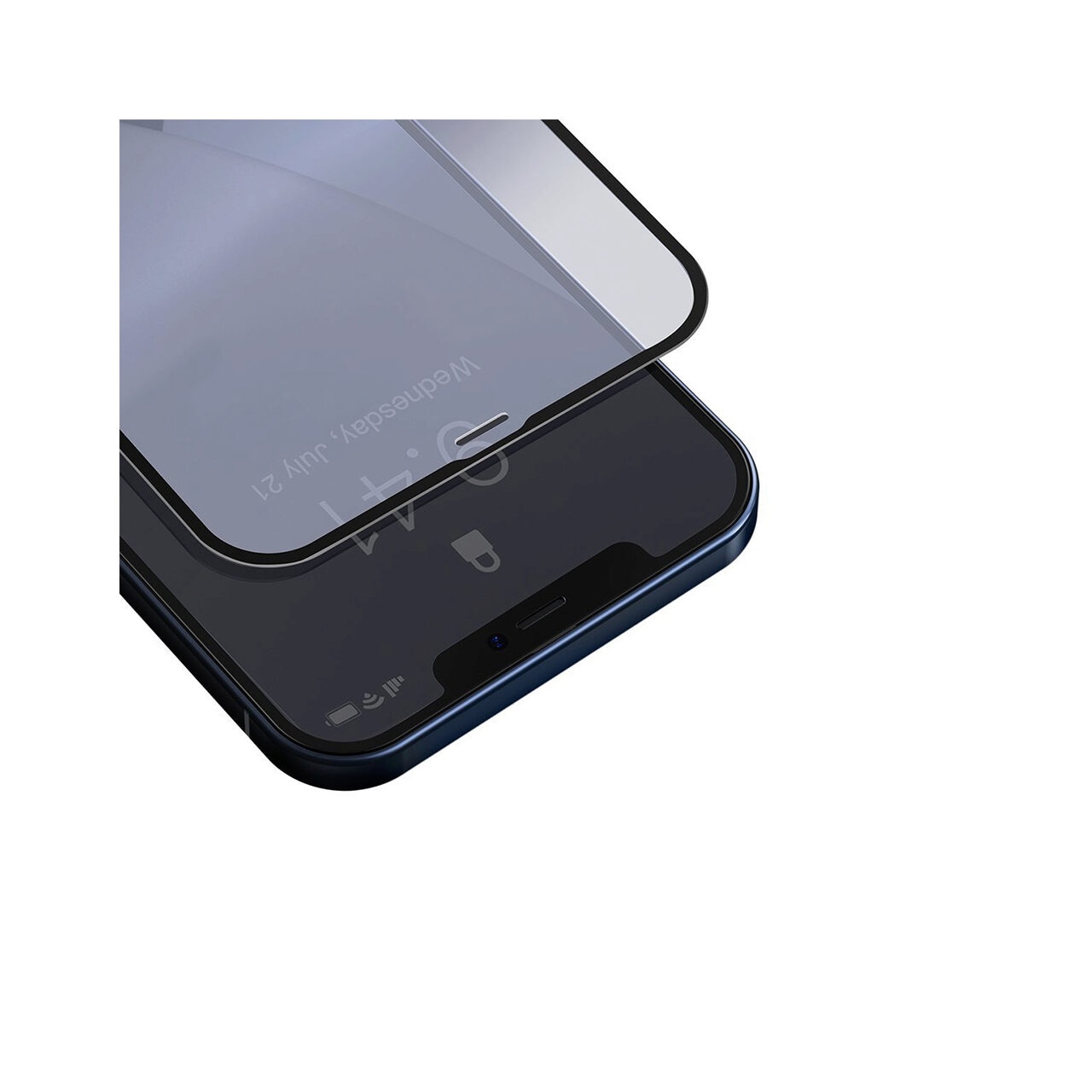 Folie Baseus Curbata Full Screen Anti-Bluelight compatibila cu iPhone 12 Mini, Black, 0.3mm