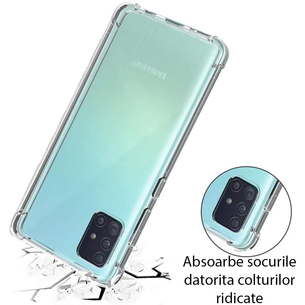 Husa de protectie, Shockproof, Silicon High Tech, Compatibil cu Samsung Galaxy A71, Crystal Clear