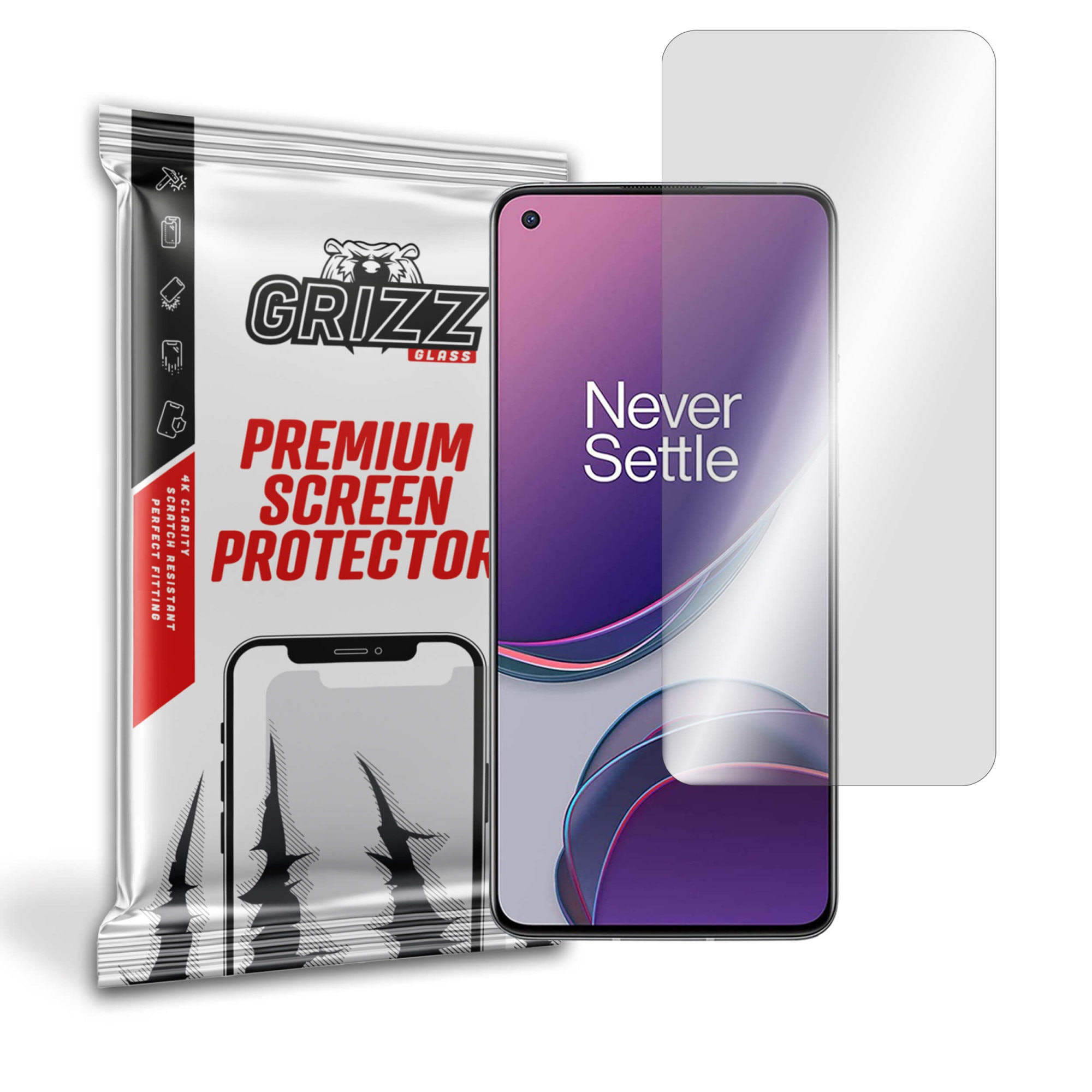 Folie de protectie Grizz Glass, Sticla hibrida, Compatibil OnePlus 8T 5G, Transparent