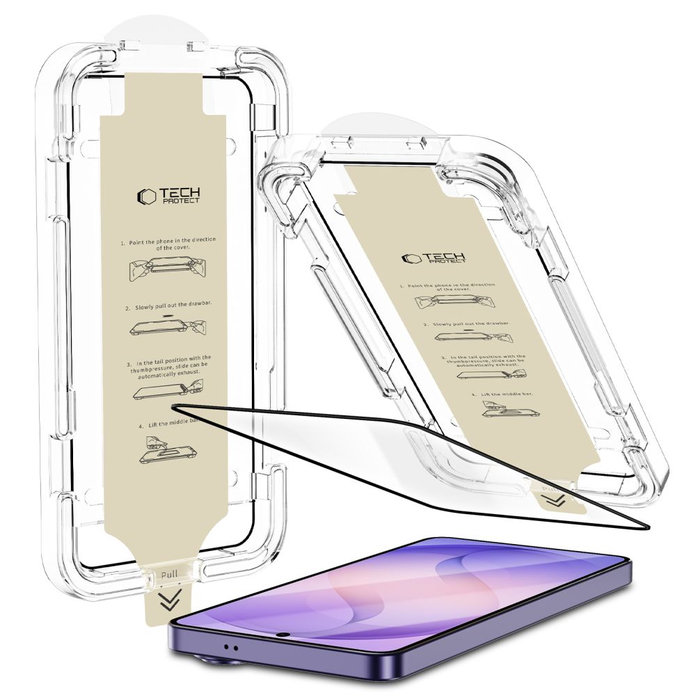 Folie sticla securizata Tech-Protect Quick Set AR Plus, Kit montare inclus, compatibile cu Samsung Galaxy S26 Ultra, Negru