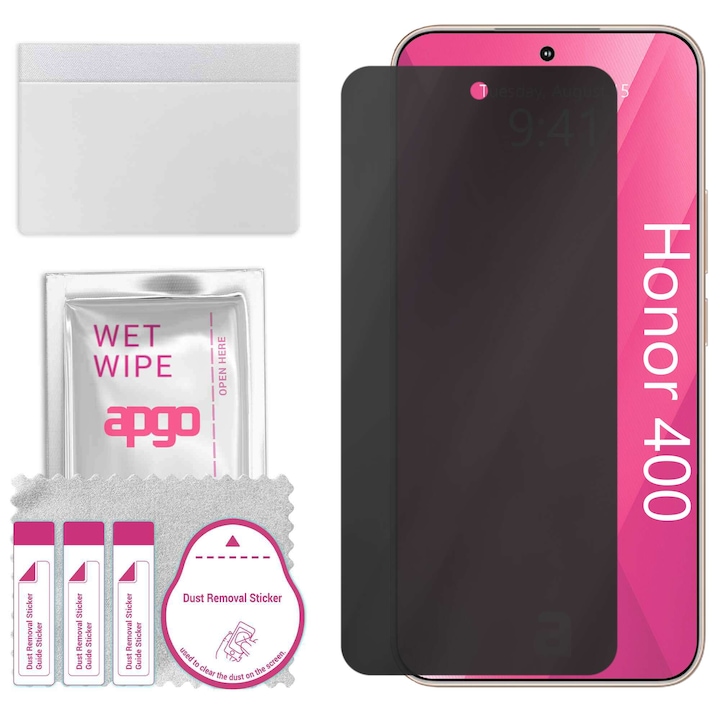 Sticla de protectie PRIVACY apgo pentru Honor 400 – sticla hibrid, full glue, flexible glass