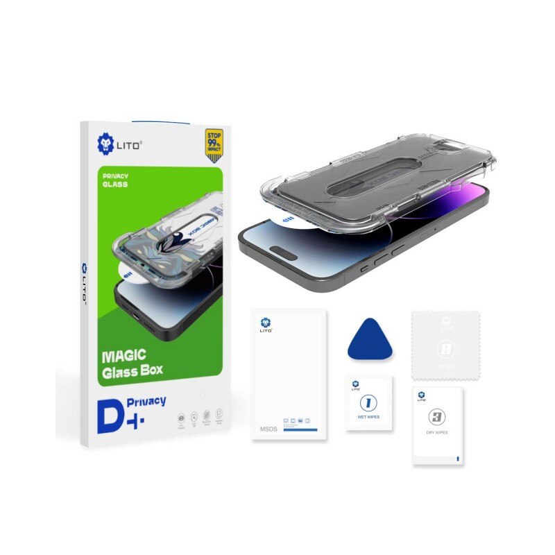 Folie Sticla Securizata Lito Magic Glass Privacy Compatibila Cu iPhone 15 Pro, Full Glue, Usor De Aplicat