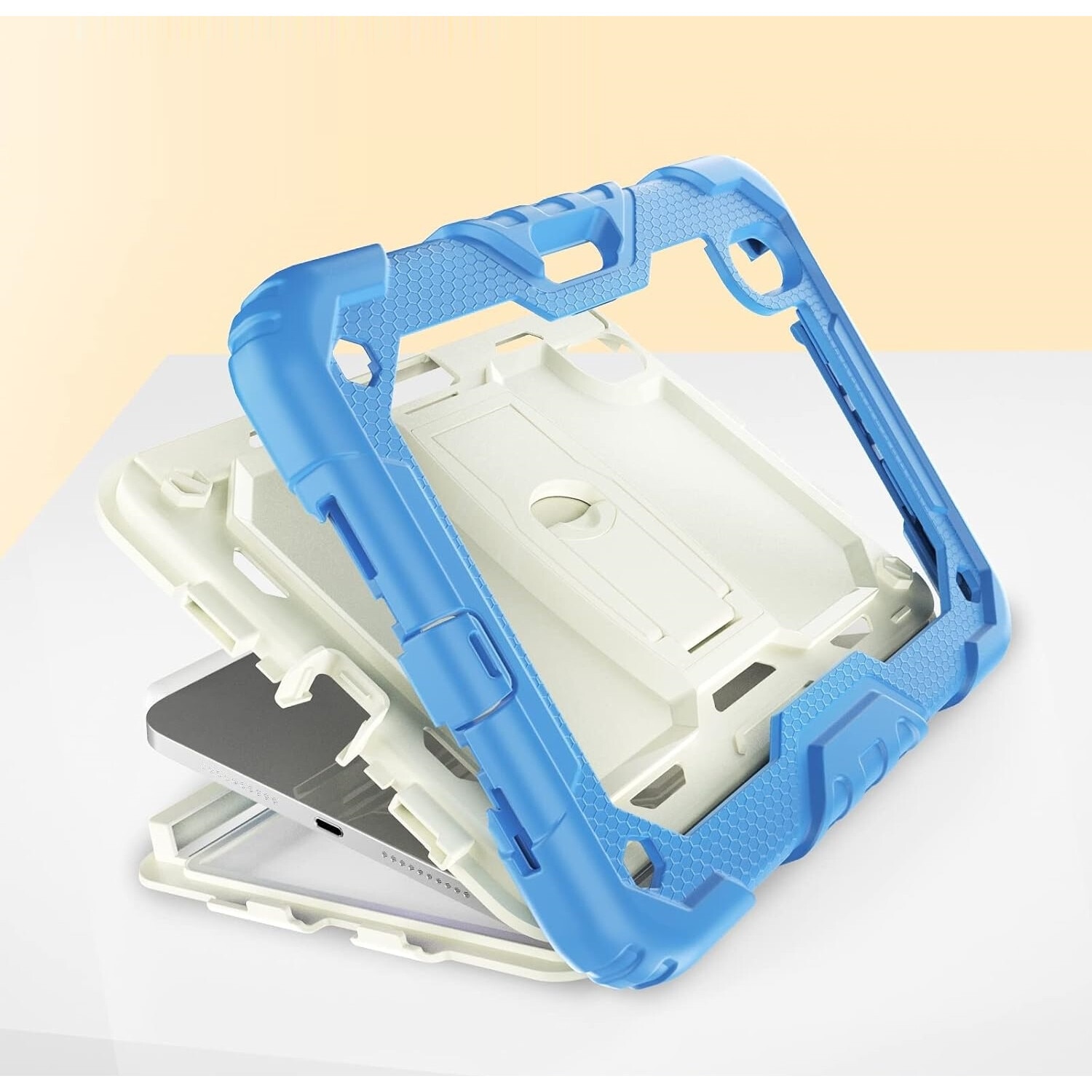 Husa iPad Mini 6 8,3", cu suport si curea de umar, Albastra
