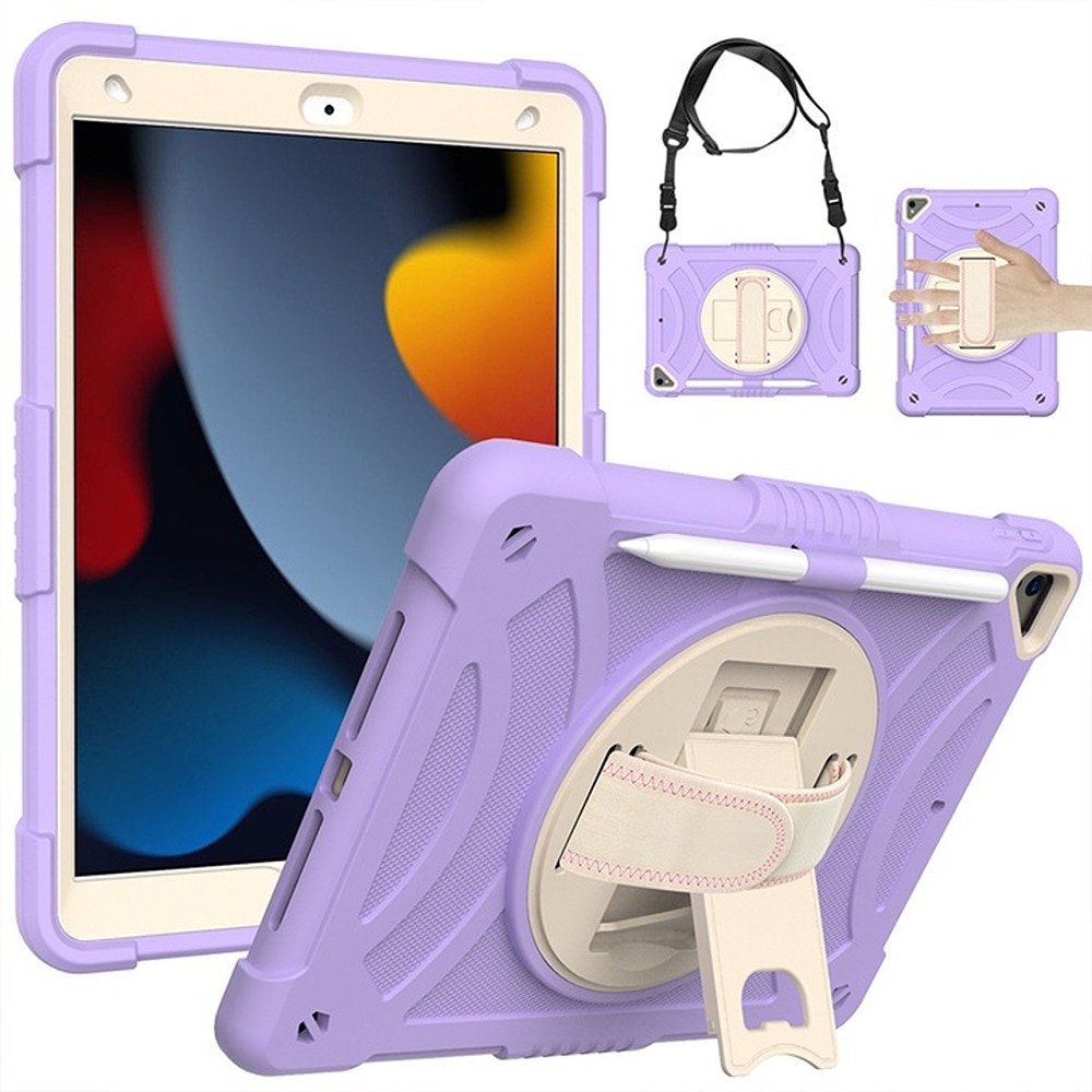 Husa tableta iPad 10.2", 3 straturi, suport rotativ 360°, violet