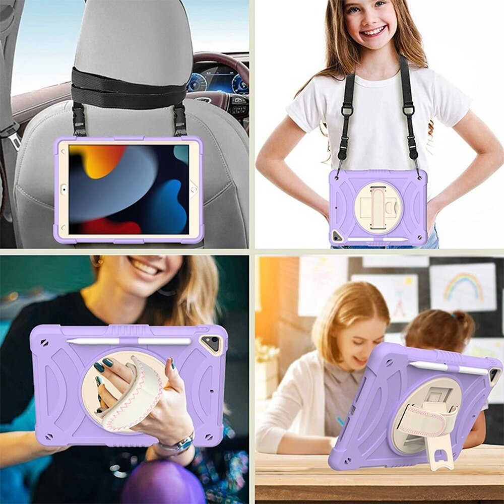 Husa tableta iPad 10.2", 3 straturi, suport rotativ 360°, violet