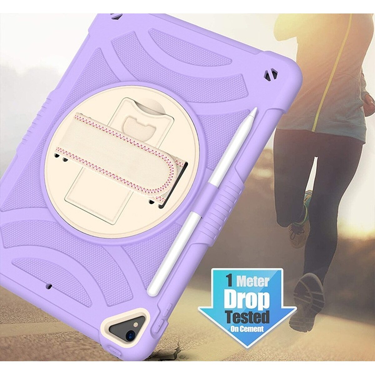 Husa tableta iPad 10.2", 3 straturi, suport rotativ 360°, violet