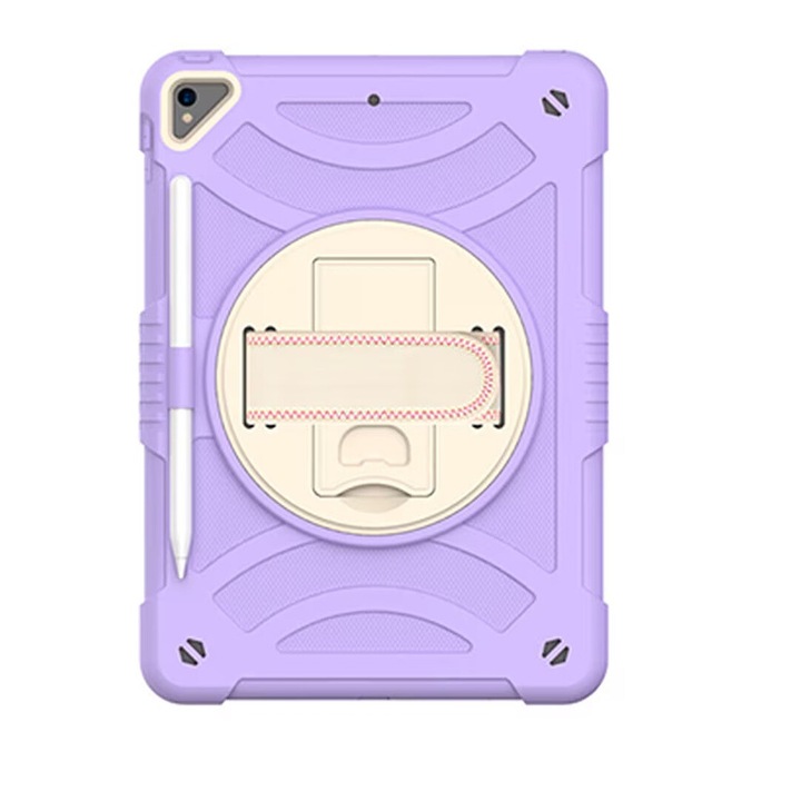 Husa tableta iPad 10.2", 3 straturi, suport rotativ 360°, violet
