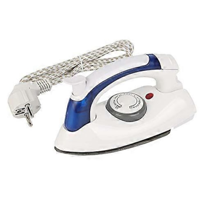 Fier de calcat portabil E30-A173-e-11167-CJ, talpa antiaderenta, functie pulverizare fina, temperatura reglabila, alb/albastru