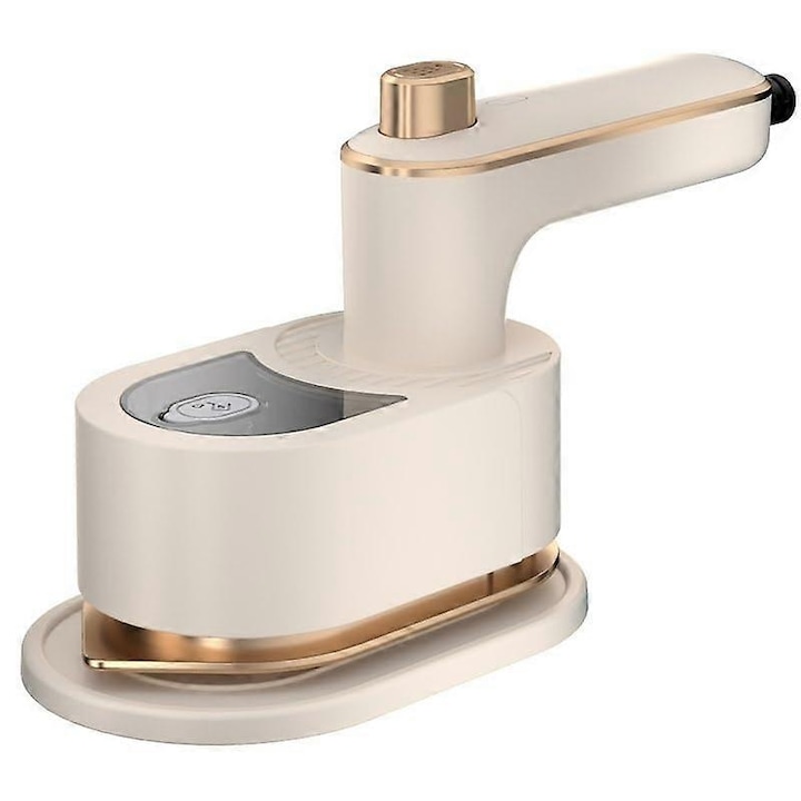 Aburitor vertical portabil pentru haine E30-A173-e-11280-CJ, mini handheld pentru tesaturi delicate, compact pentru calatorie, bej/auriu