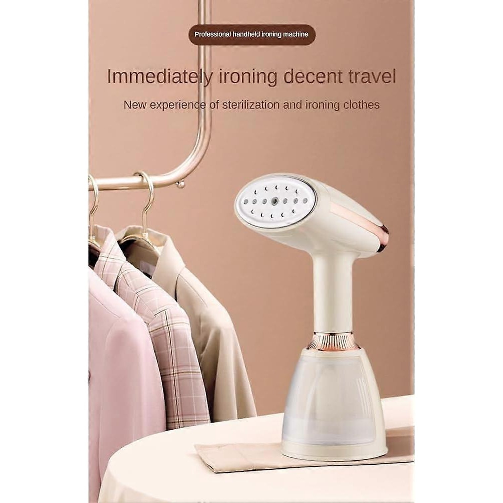 Fier de calcat cu abur portabil E30-A173-e-11868-CJ, 1500W, rezervor 280 ml, functie dubla steamer si fier de calcat, ivoriu cu detalii roz-aurii