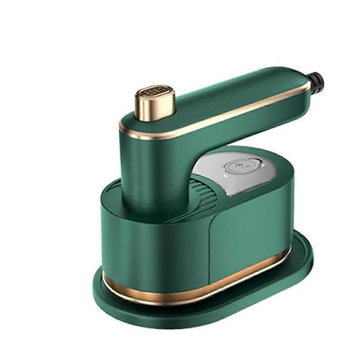 Fier de calcat cu aburi portabil E30-A173-e-11189-CJ, 2in1 abur si uscat, talpa triunghiulara pentru detalii, rezervor 50 ml, incalzire rapida, verde, cu priza UK