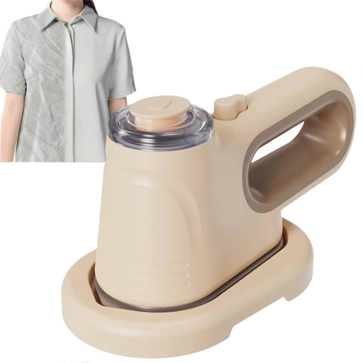 Aburitor de haine portabil E30-A173-e-11437-CJ, tehnologie vacuum steam, 3 trepte de abur, pentru calatorii, bej