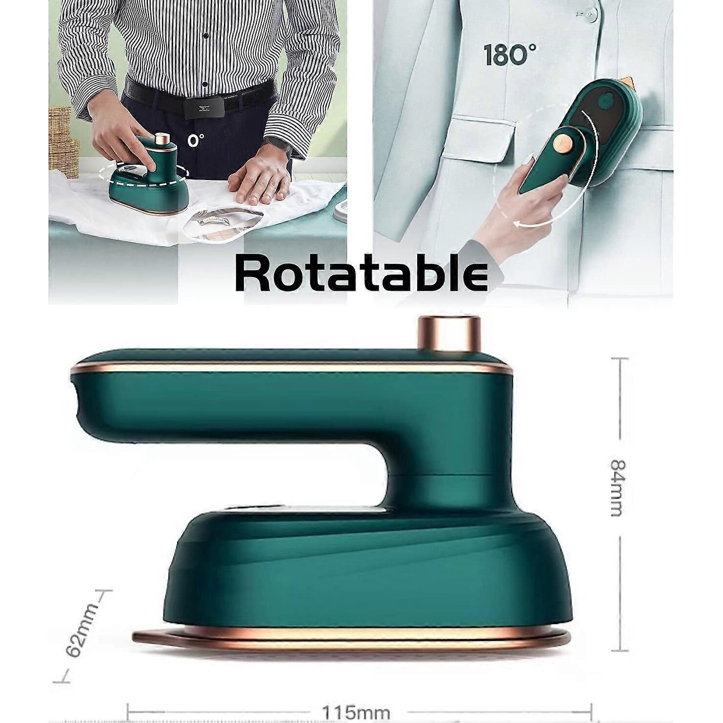 Fier de calcat portabil si aburitor vertical E30-A173-e-11671-CJ, talpa din titan, abur continuu si functie Shot of Steam, rezervor integrat, 33W, cablu 1.4 m, verde teal