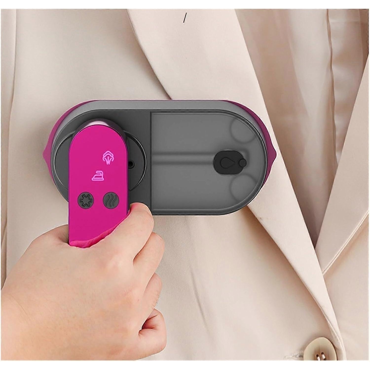 Aparat de calcat cu abur portabil E30-A173-e-11772-CJ, cap rotativ 180°, incalzire rapida, pentru indepartarea cutelor, magenta/gri