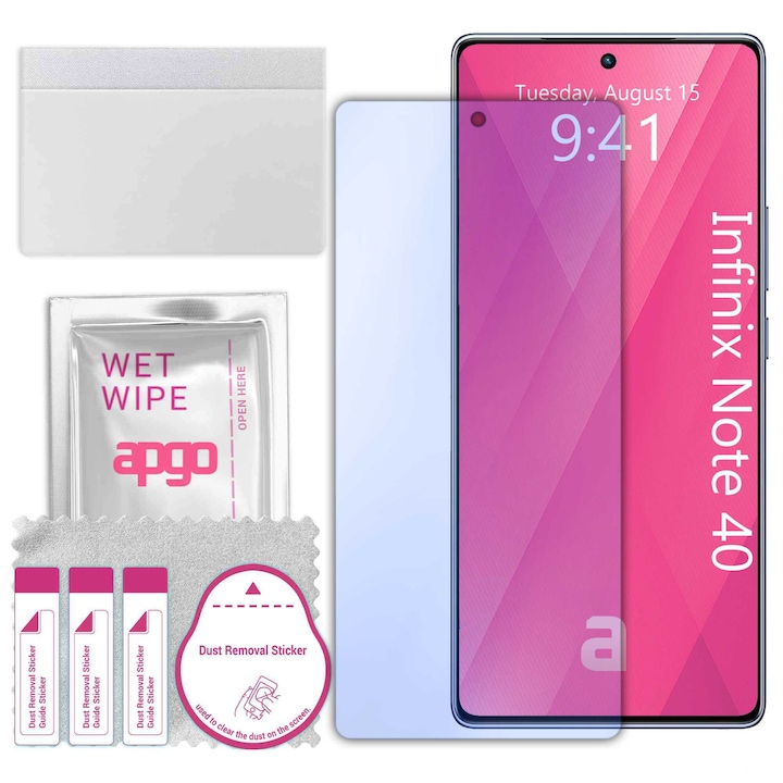 Sticla de protectie apgo pentru Infinix Note 40 – sticla hibrida, securizata pentru display, lucioasa, pro flexible Hybrid Glass, 9H, full glue