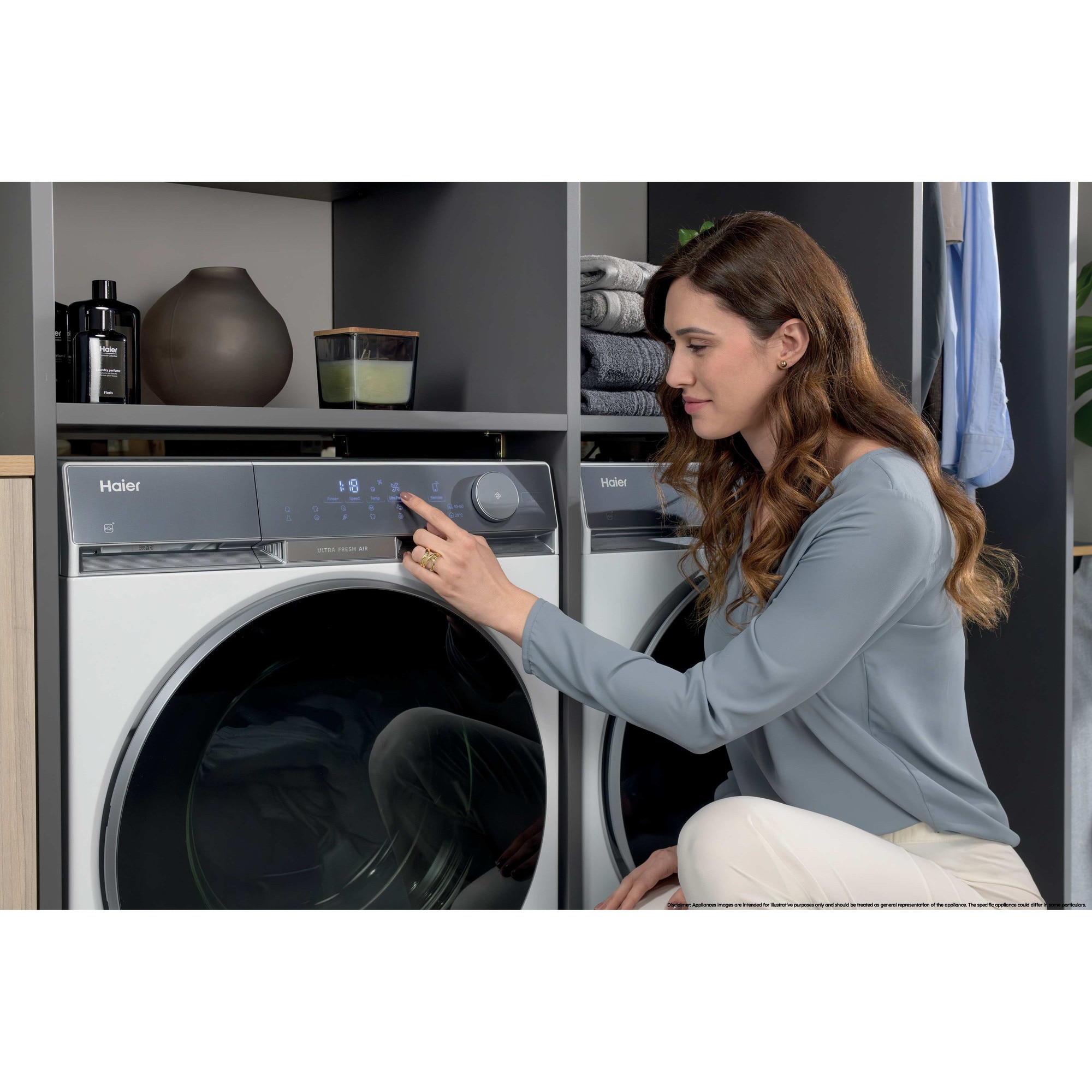 Masina de spalat rufe Haier HW100-B14387U1-S, 10 kg, 1400 rpm, clasa A-30%, motor Direct Motion, Ultra Fresh Air, WiFi/ hOn app, ABT, Refresh, alba