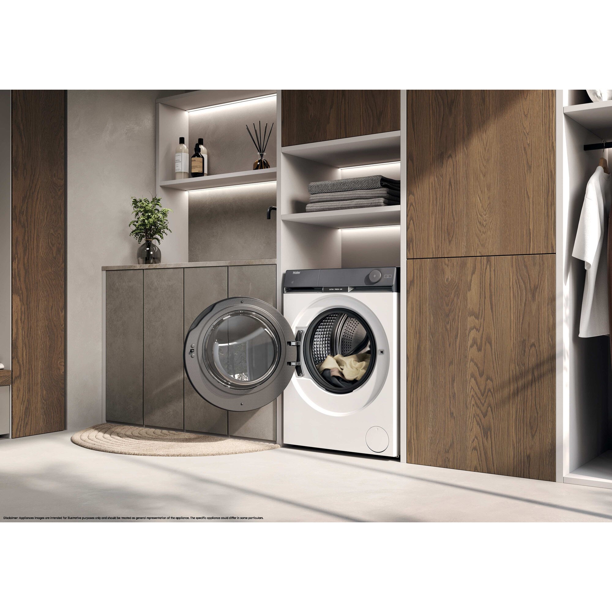 Masina de spalat rufe Haier HW100-B14387U1-S, 10 kg, 1400 rpm, clasa A-30%, motor Direct Motion, Ultra Fresh Air, WiFi/ hOn app, ABT, Refresh, alba