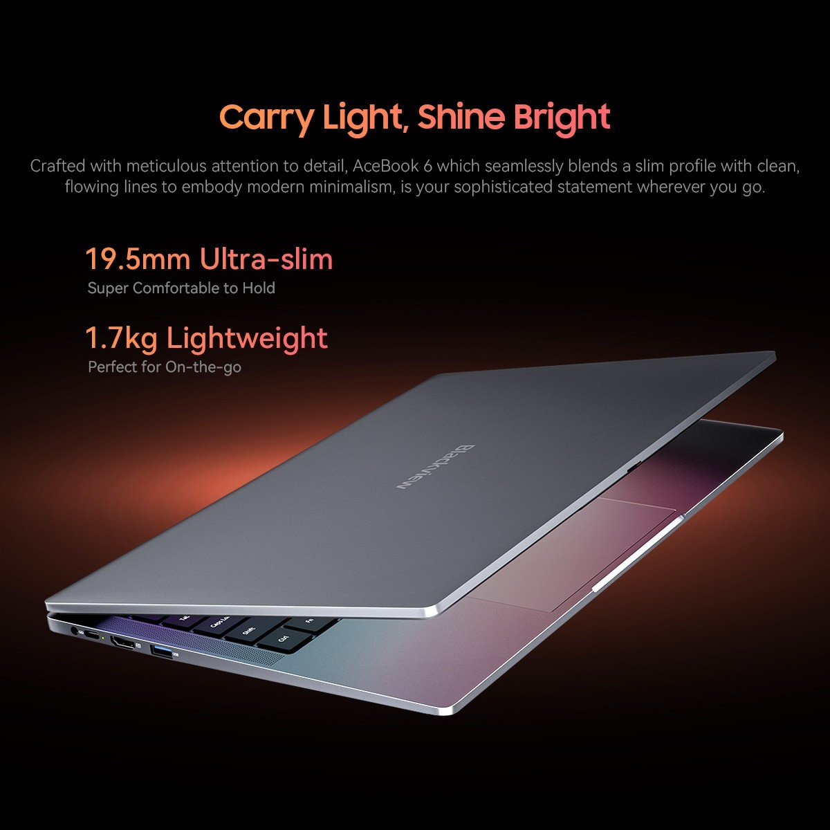 Laptop Blackview Acebook 6, 16GB DDR4 512GB SSD, Intel N150 3.6GHz/ Intel UHD Graphics, Win11 Home, 38Wh, 15.6" FHD+, HDMI 2.0, Bluetooth 5.0, USB 3.0, WLAN 5G, Gri