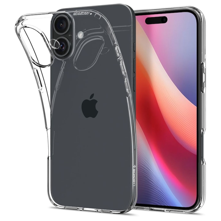 Carcasa Spigen Liquid Crystal compatibila cu iPhone 16 Crystal Clear