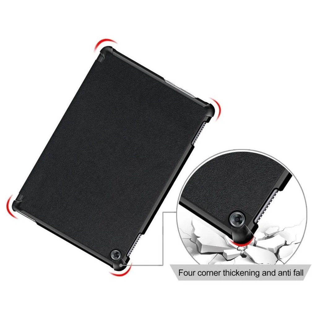 Husa tri-fold pentru Huawei MediaPad M5 Lite 10, cu suport rabatabil si functie sleep/wake, negru, K0345-0808-KFCJ-xw148