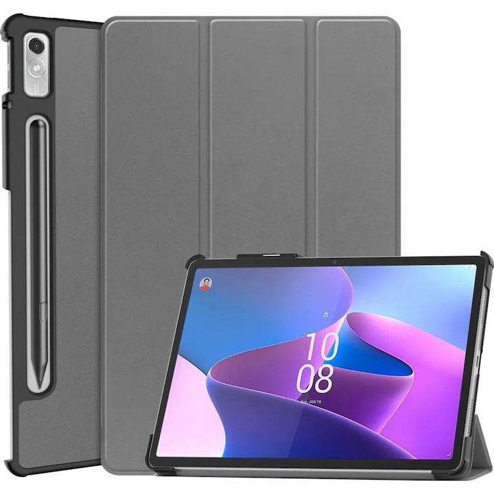 Husa tableta pentru Lenovo Tab P11 Pro Gen 2, tri-fold stand cu functie sleep/wake si suport stylus, gri, model K0345-0808-KFCJ-xw192