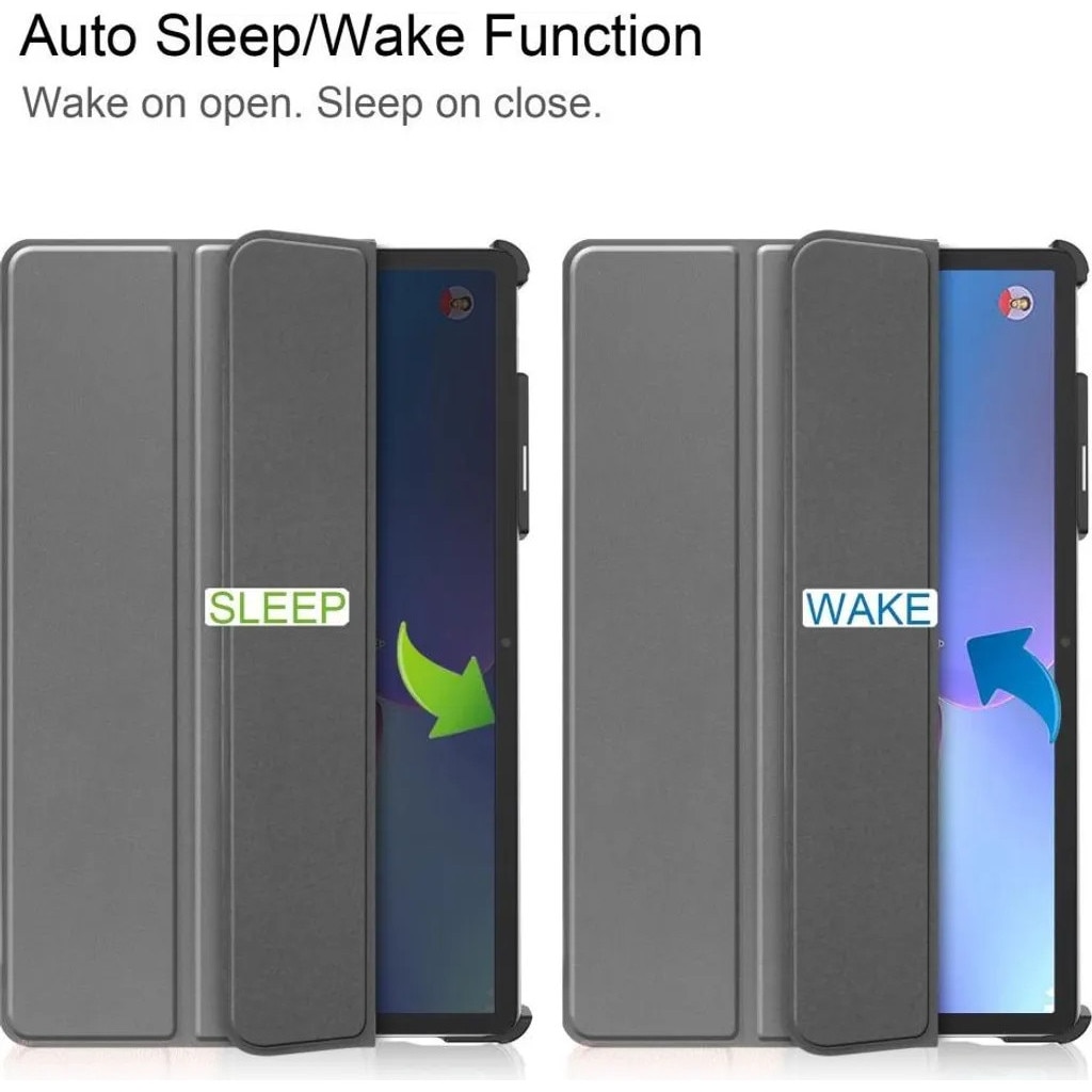 Husa tableta pentru Lenovo Tab P11 Pro Gen 2, tri-fold stand cu functie sleep/wake si suport stylus, gri, model K0345-0808-KFCJ-xw192