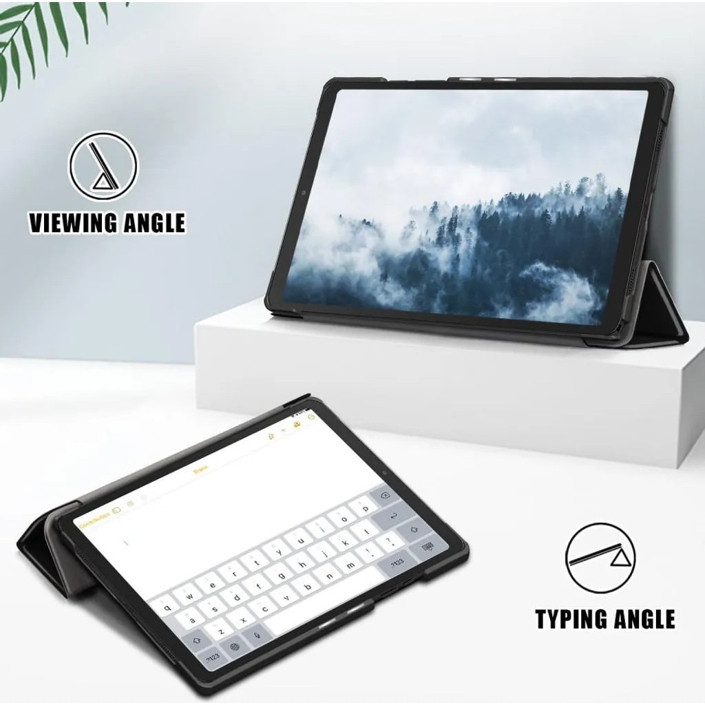 Husa pentru Samsung Galaxy Tab A7 (2020) K0345-0808-KFCJ-xw87, tri-fold cu suport in 3 pozitii si functie sleep/wake, design "Don't Touch", negru