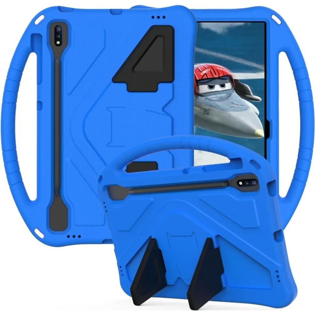 Husa de protectie pentru Samsung Galaxy Tab S7 FE/S7 Plus/S8 Plus, rezistenta la socuri, maner incorporat si suport kickstand, albastru