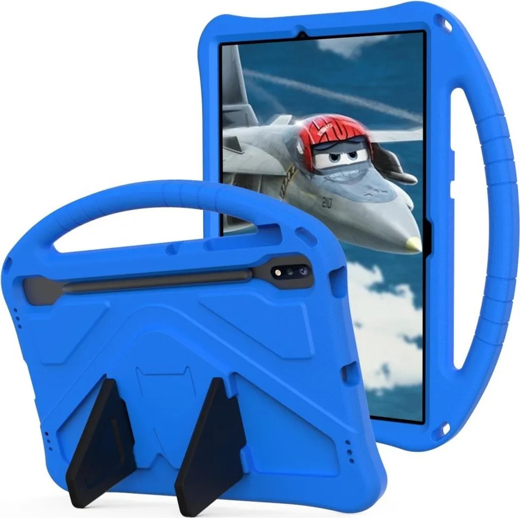 Husa de protectie pentru Samsung Galaxy Tab S7 FE/S7 Plus/S8 Plus, rezistenta la socuri, maner incorporat si suport kickstand, albastru