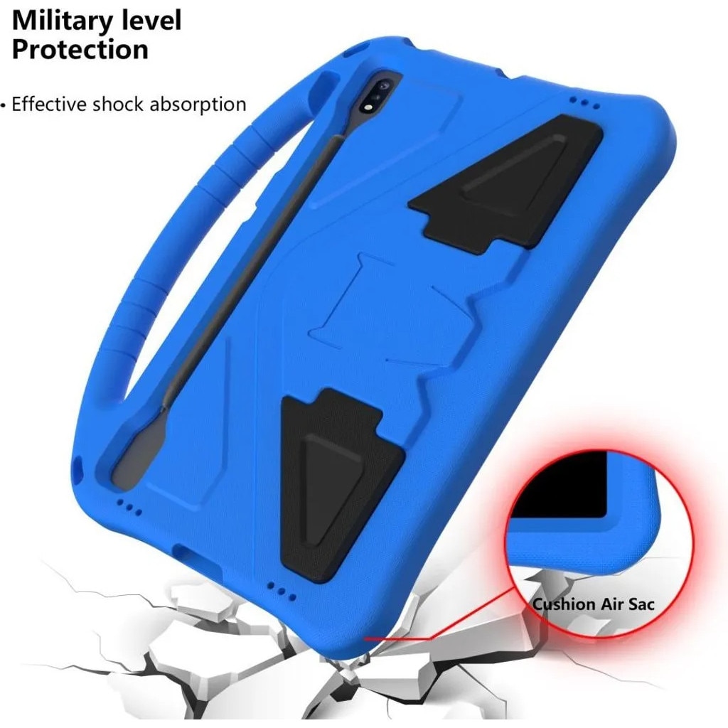 Husa de protectie pentru Samsung Galaxy Tab S7 FE/S7 Plus/S8 Plus, rezistenta la socuri, maner incorporat si suport kickstand, albastru