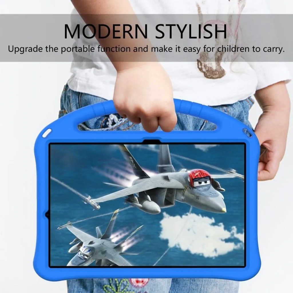 Husa de protectie pentru Samsung Galaxy Tab S7 FE/S7 Plus/S8 Plus, rezistenta la socuri, maner incorporat si suport kickstand, albastru