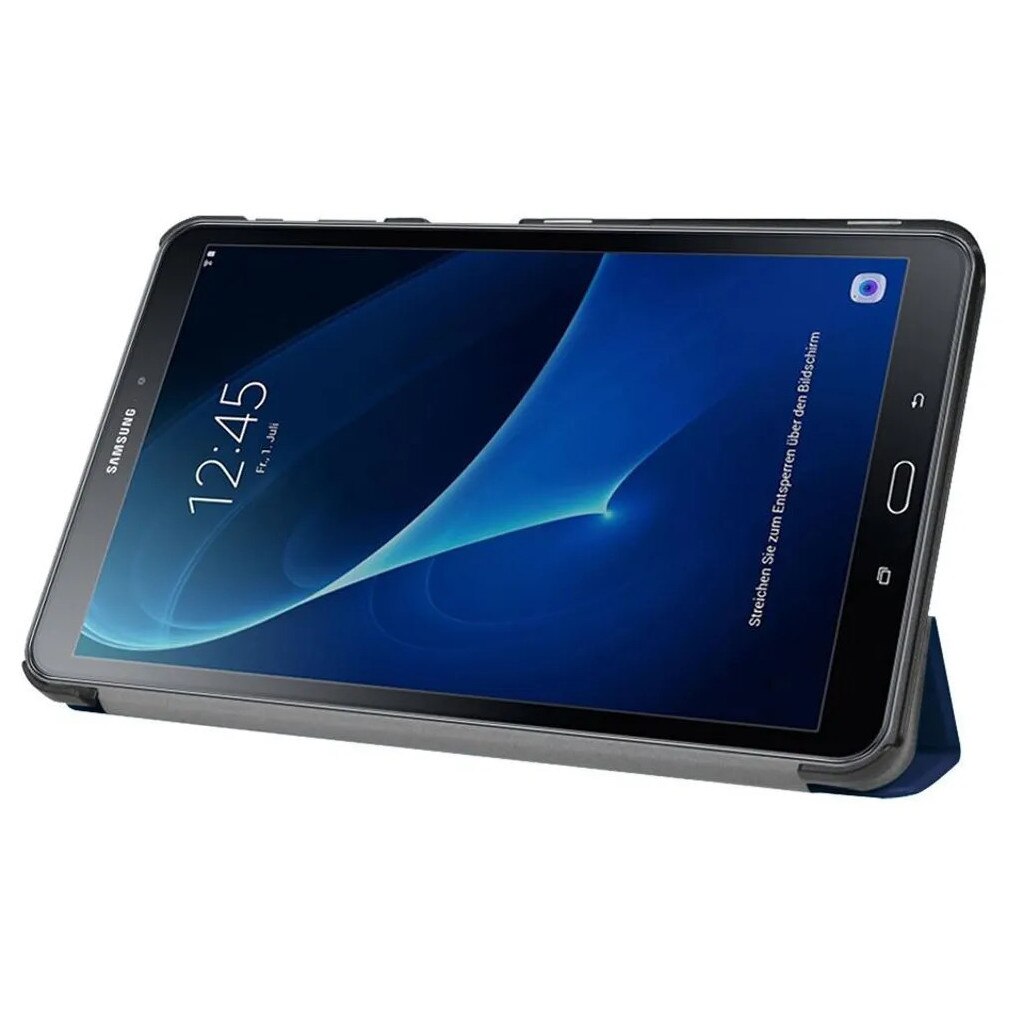 Husa tri-fold pentru Samsung Galaxy Tab A 10.1 (2016) K0345-0808-KFCJ-xw105, functie sleep/wake si suport stand, albastru