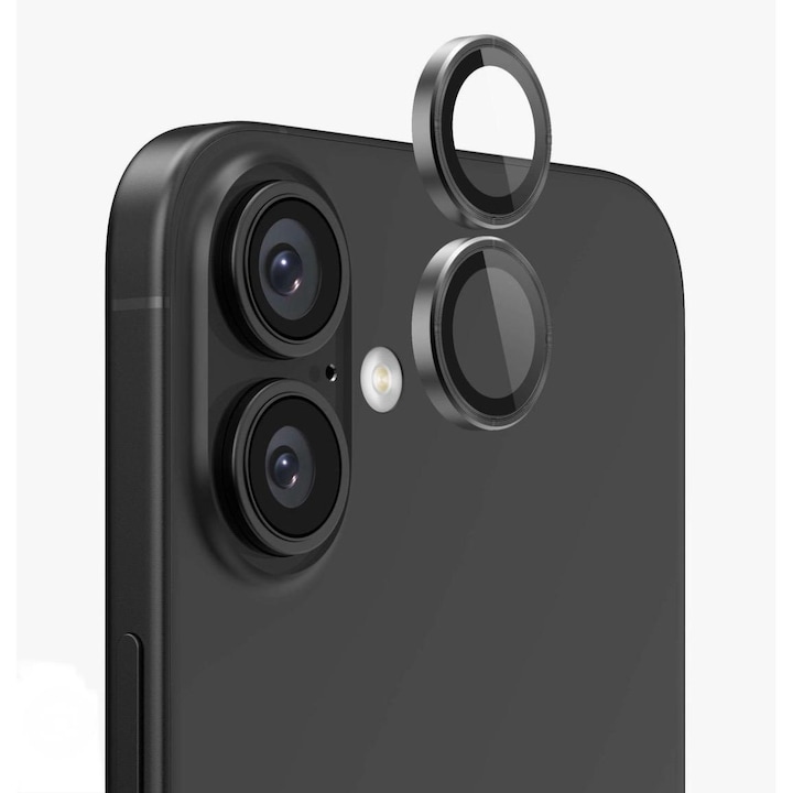 Set Lentile de Protectie Alfkary pentru Camera Foto compatibile cu Apple Iphone 17, Sticla Securizata 9H, Easy Application, transparent-negru
