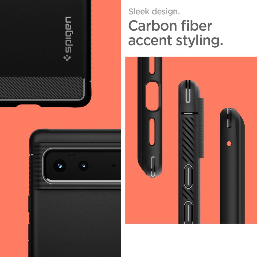 SPIGEN Rugged Armor - Husa telefon - compatibil cu Google Pixel 6 – - Anti-soc - culoare Negru