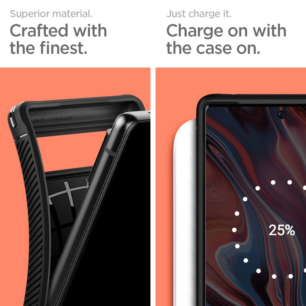SPIGEN Rugged Armor - Husa telefon - compatibil cu Google Pixel 6 – - Anti-soc - culoare Negru