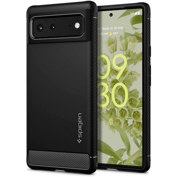 SPIGEN Rugged Armor - Husa telefon - compatibil cu Google Pixel 6 – - Anti-soc - culoare Negru