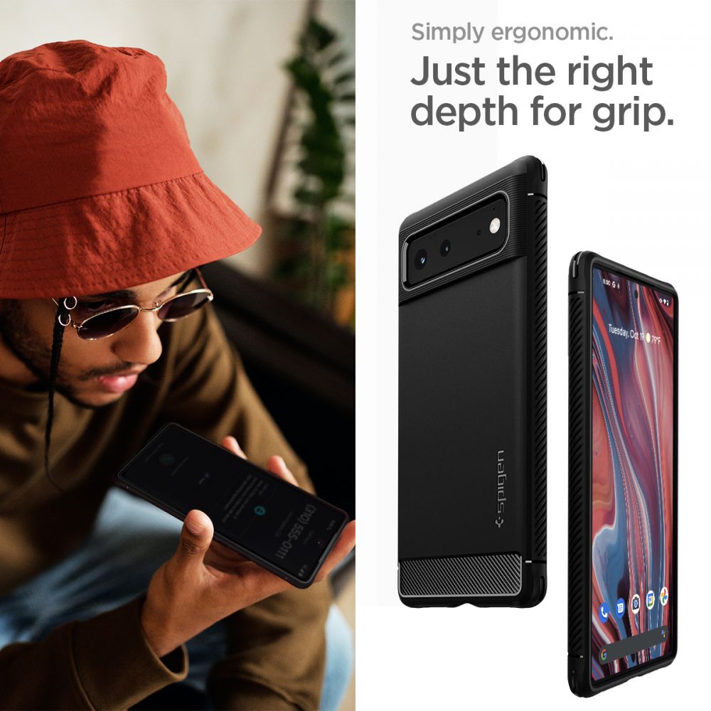 SPIGEN Rugged Armor - Husa telefon - compatibil cu Google Pixel 6 – - Anti-soc - culoare Negru