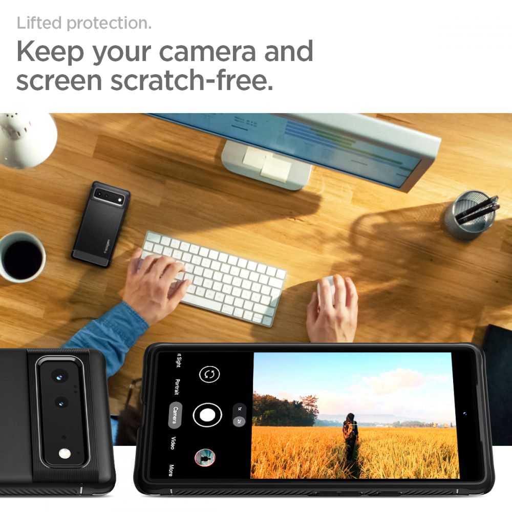 SPIGEN Rugged Armor - Husa telefon - compatibil cu Google Pixel 6 – - Anti-soc - culoare Negru