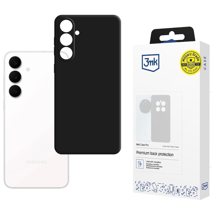 Carcasa 3mk Matt Case Pro compatibila cu Samsung Galaxy S25 FE, Negru