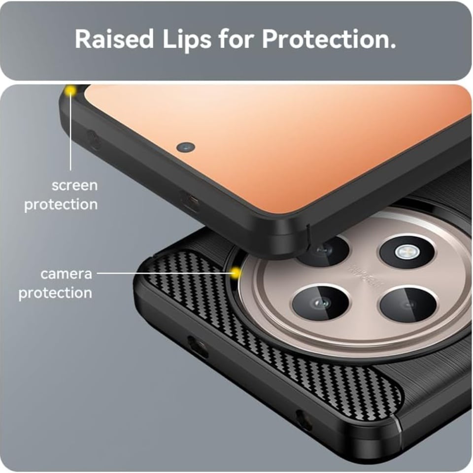 Husa pentru Oppo Reno12 F 5G / Reno12 FS 5G / Reno12 F 4G / Reno12 FS 4G, SKYDDAR INNOVATION, Carbon Silicone, din Silicon Slim, cu textura Fibra Carbon, set cu sticker, Negru