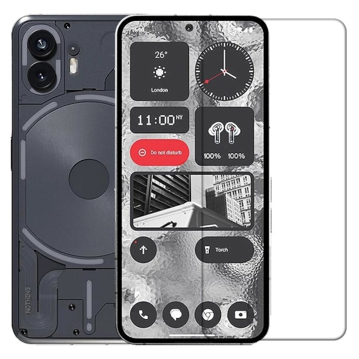 Folie Sticla Securizata pentru Nothing Phone 2, Sticla de protectie Compatibila cu Nothing Phone 2, 2.5D, HD, Transparenta