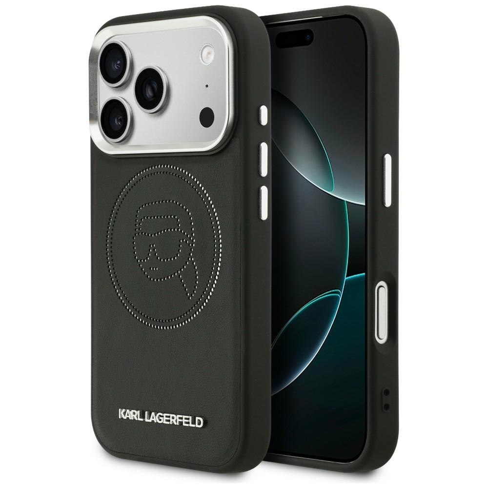 Husa Karl Lagerfeld K Head Point Logo cu MagSafe compatibila cu iPhone 17 Pro, Negru