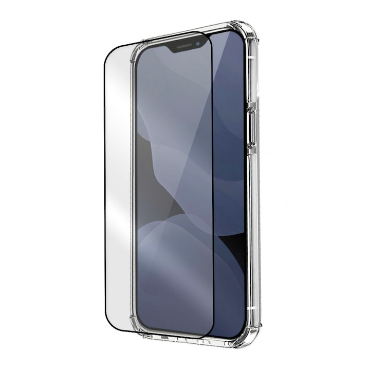 Set Folie din Sticla Securizata 5D si Husa Anti-soc transparenta Oppo A78 4G, Rezistenta 9H, HD Clear, Shock Proof, Protectie Completa, Design durabil, Full Cover, Margini Negre